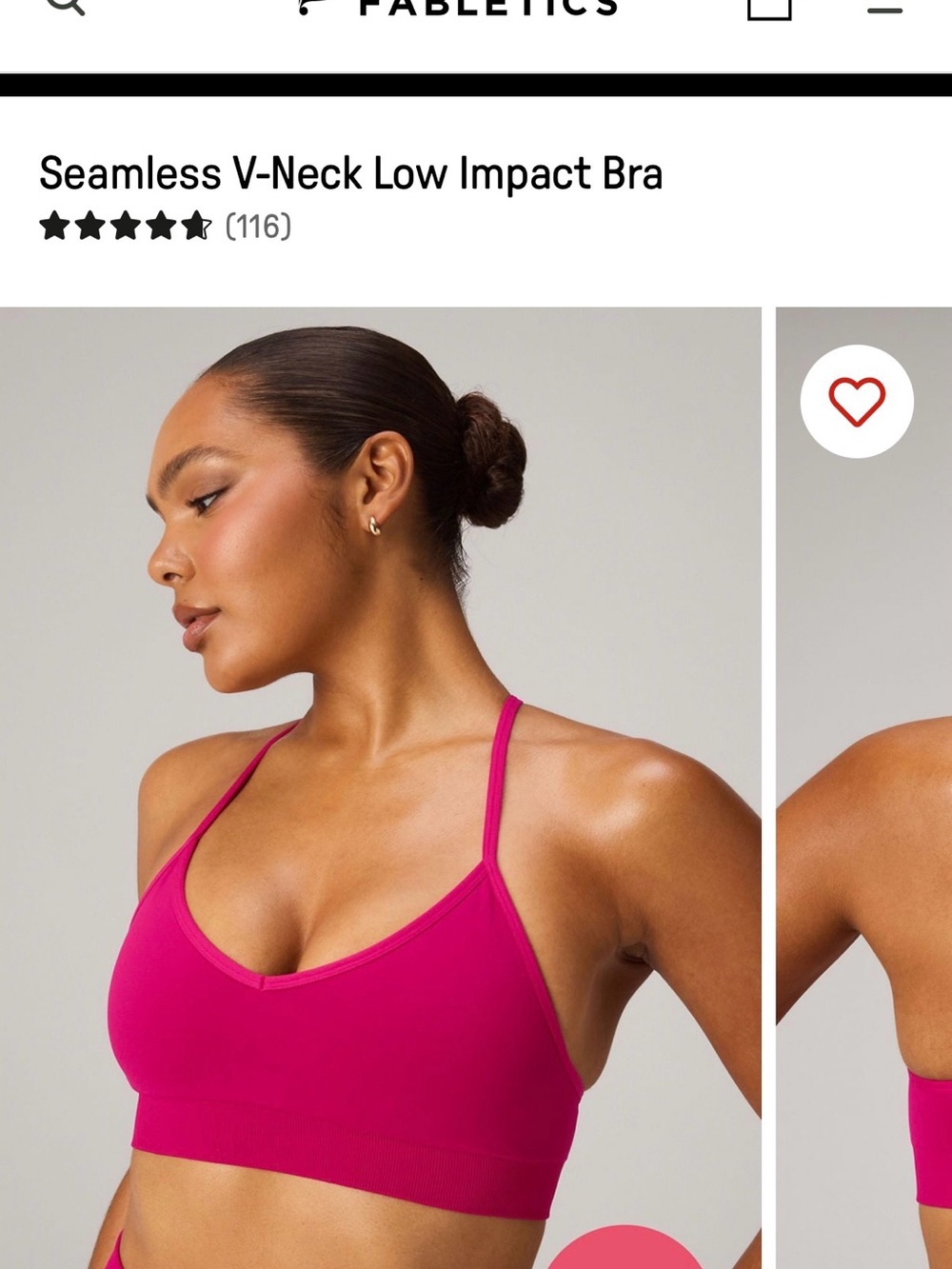 Fabletics Seamless V-Neck Low Impact Bra — Lush Berry